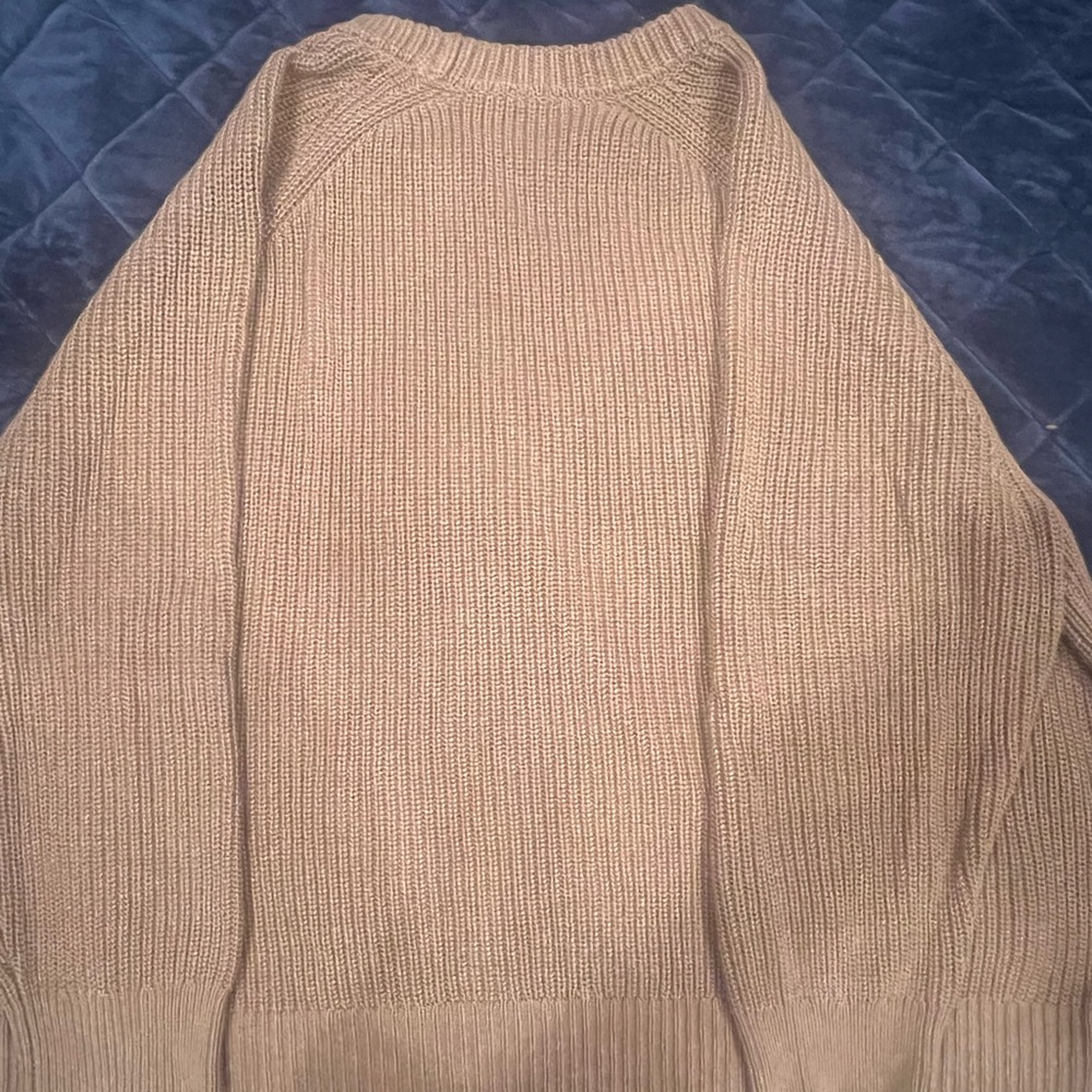 Jenni Kayne Oversized Cotton Fisherman Sweater, 2X, Camel/Beige/Caramel Color - Picture 5 of 9